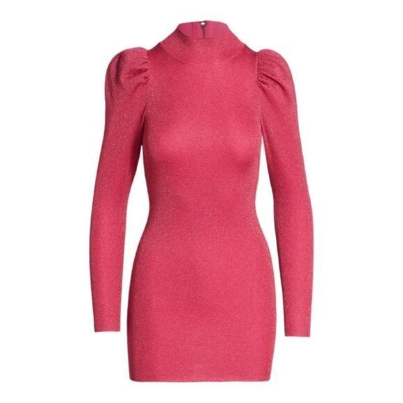 Alice + Olivia Issa Pink Puff Sleeve Minidress Size Medium NWT - Picture 2 of 5